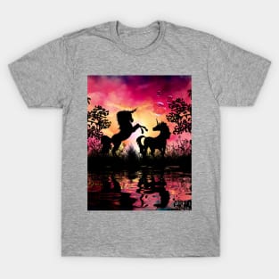 Wonderful unicorn playing in the night T-Shirt